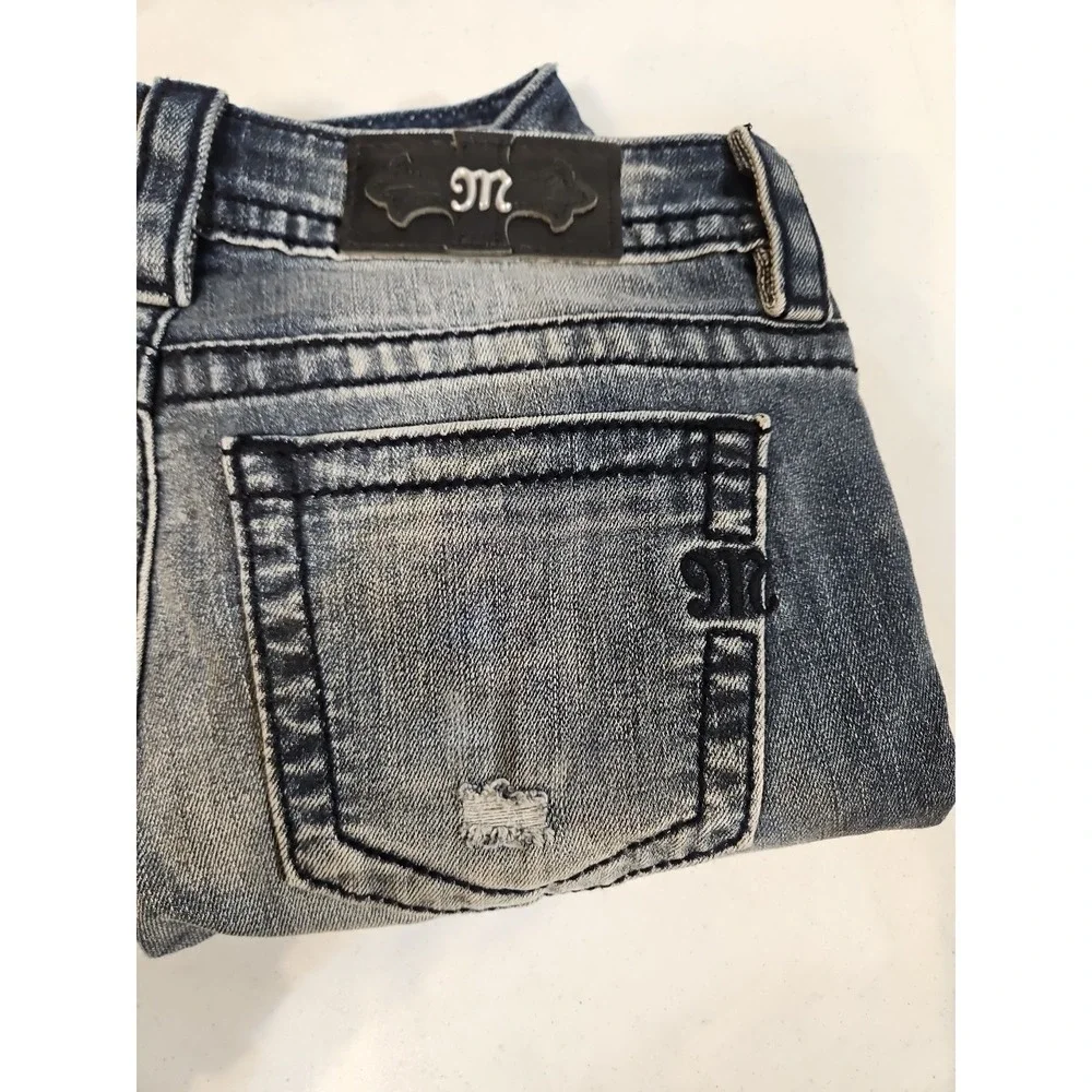 Miss Me Signature Skinny Cutoff Jeans Distressed  Embroidered‎ Sz. 26X20.5 (1527